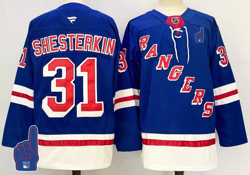 Men New York Rangers #31 Shesterkin Blue Fanatics 2025 NHL Jersey style 3